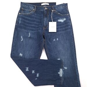 KanCan Estilo Women's Distressed Blue Jeans Straight Fit 100% Cotton - Sz 11/29